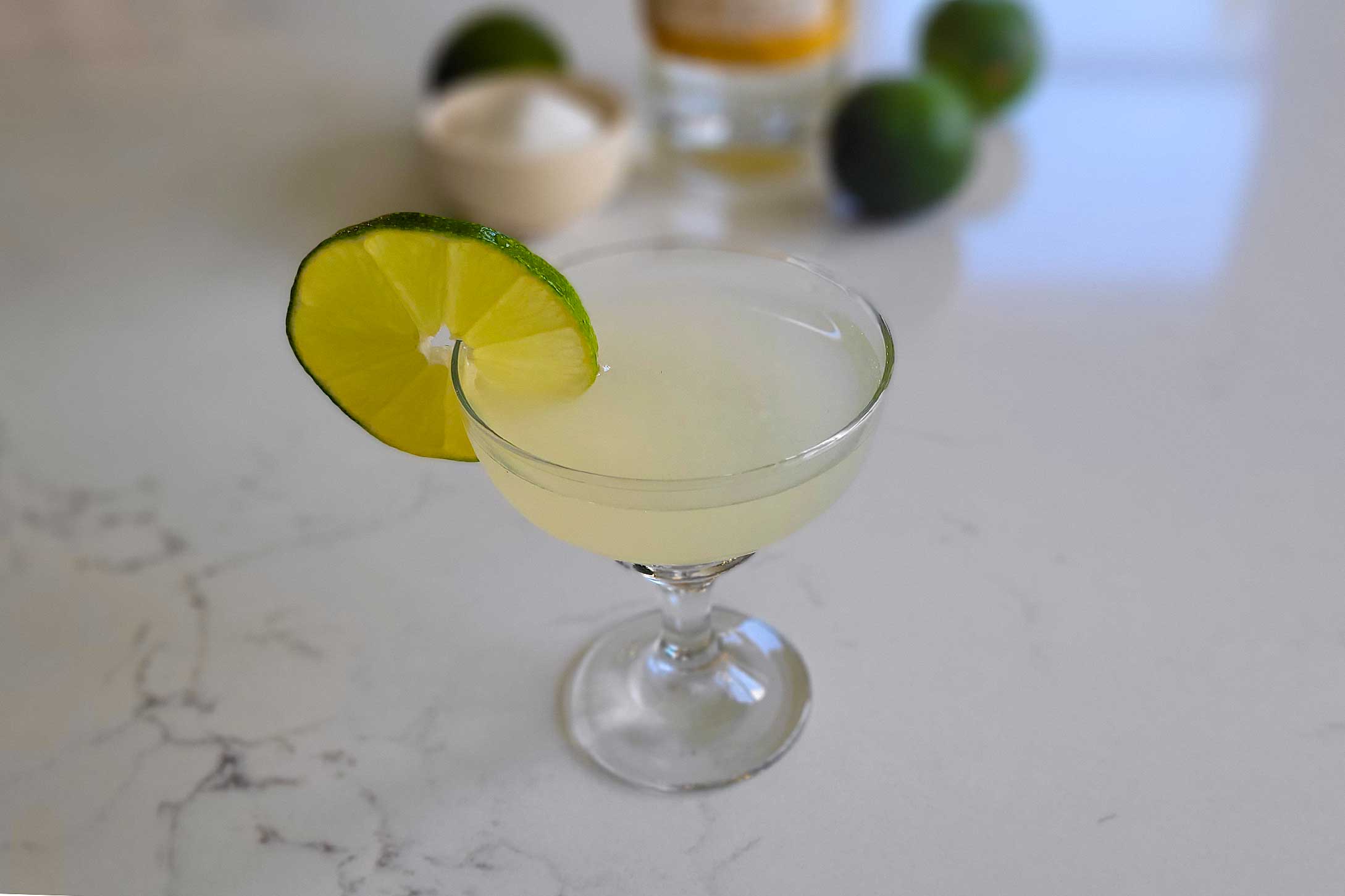 The classic daiquiri - made with white rum, lime juice, and sugar.