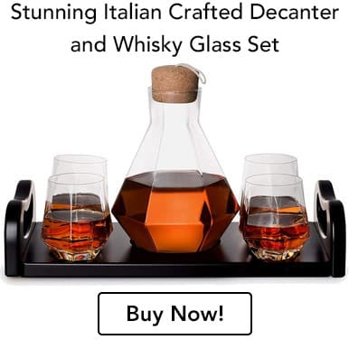 Italian Crafted Glass Decanter & Whisky Glasses Set