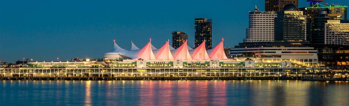 Vancouver skyline in the evening.