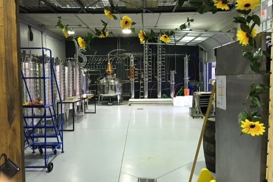 Interior of Silver Fox Distillery in Arthur, Ontario.