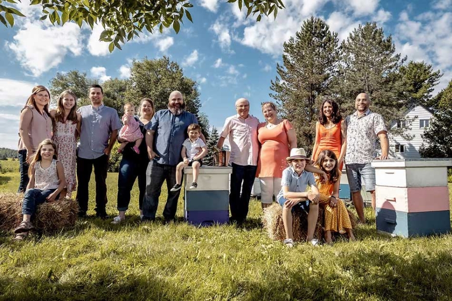 Staff and family at the Miellerie King Distillery.