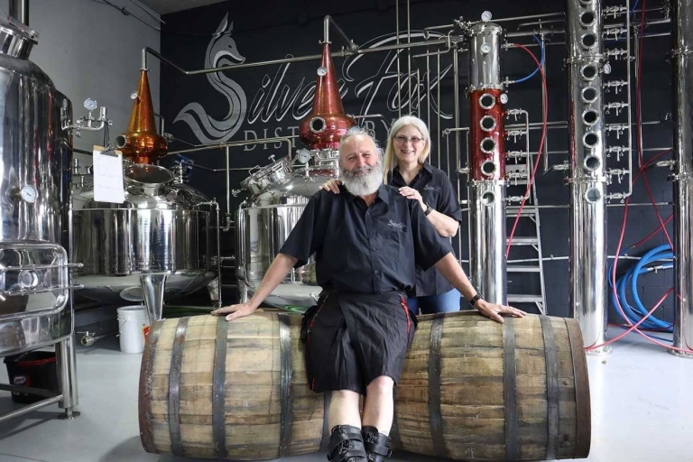 Mark and Lisa Townsend, owners of Silver Fox Distillery in Arthur, Ontario.