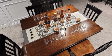 Table set for a whisky tasting.
