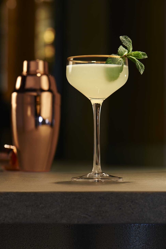 The Dellemere cocktail made with John Sleeman and Sons Vodka or gin, lemon juice, and simple syrup.