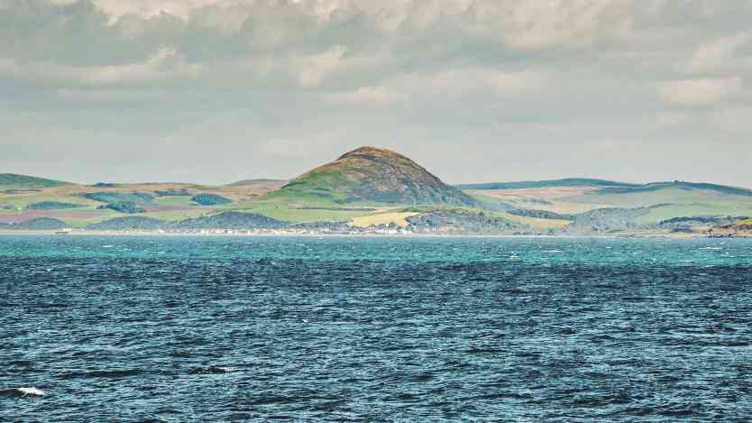 View of Ballantrae in the Lowland area of Scotland from the ocean.