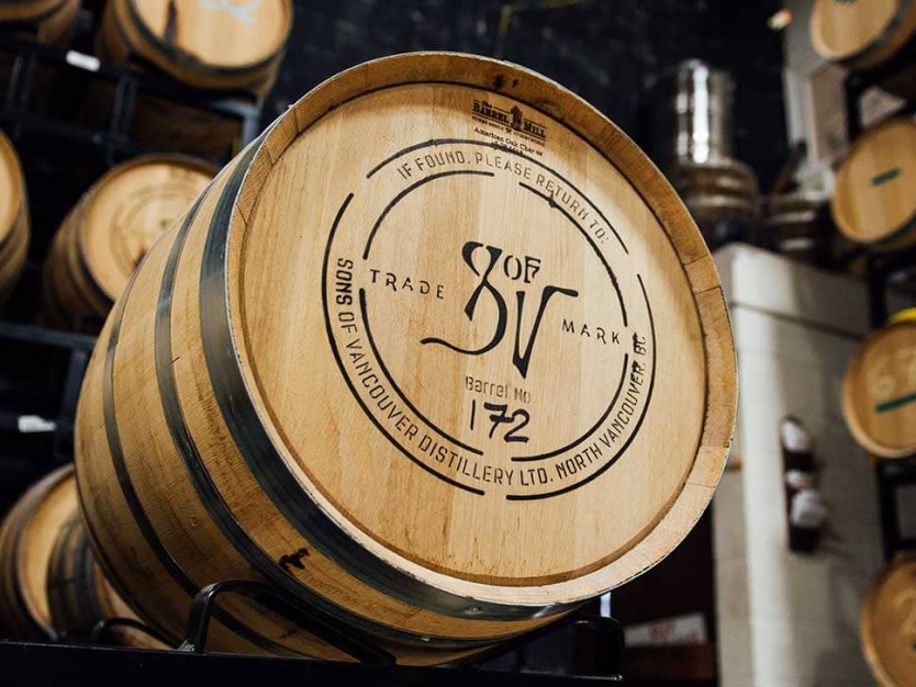 A barrel aging at Sons of Vancouver